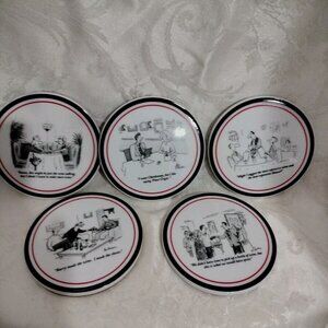 The New Yorker Porcelain Wine Themed Coasters Lot of 5 In Box Nos